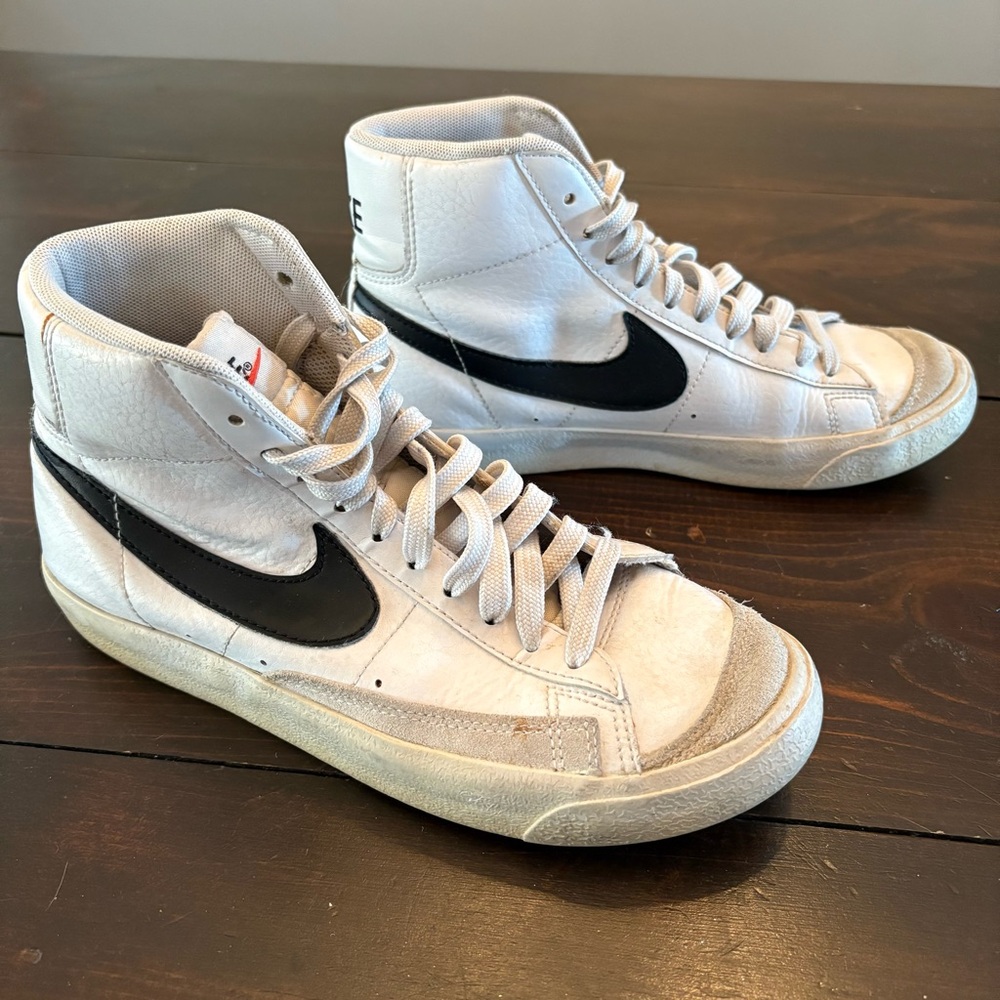 Nike Kids White and Black High-Top Sneakers